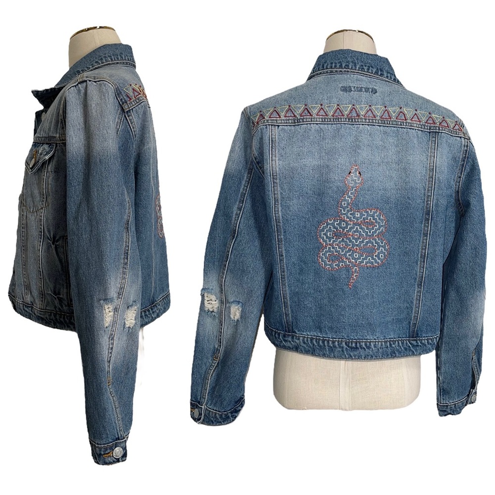 OOAK Denim Jacket | Hand-Embroidered | Size Small
